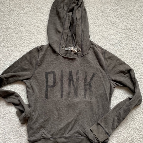 PINK Victoria's Secret Tops - Pink woman’s gray hoodie size medium